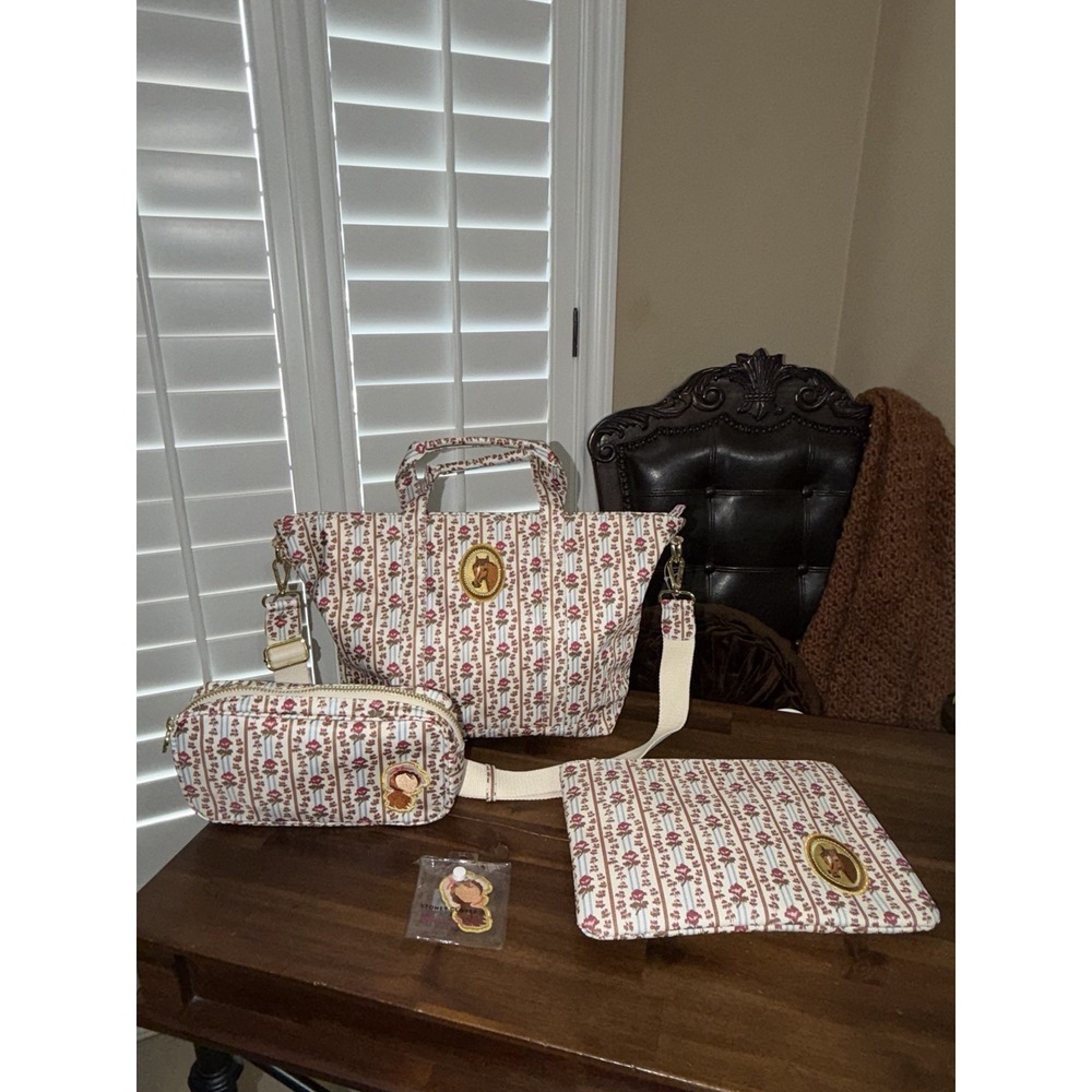 AMERICAN GIRL STONEY CLOVER LANE Mini Tote Small Pouch Flat Pouch Felicity NWOT